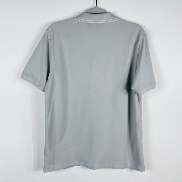 Theory Size Large Striped Collar Precise Polo Shirt Gray Short Sleeve Cotton - Picture 2 of 7